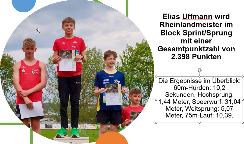 Elias Uffmann wird Rheinlandmeister im Block Sprint/Sprung
