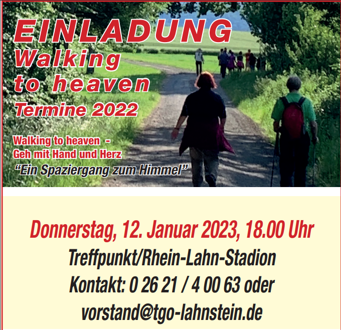 Walking to heaven - Geh mit Hand und Herz - Termin 12. Januar 2023